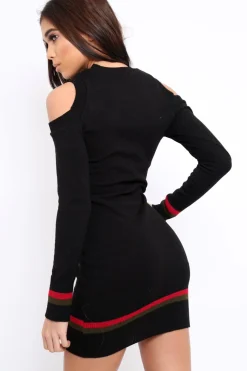 Rebellious Fashion Black Liberte Slogan Jumper Dress - Lizeth