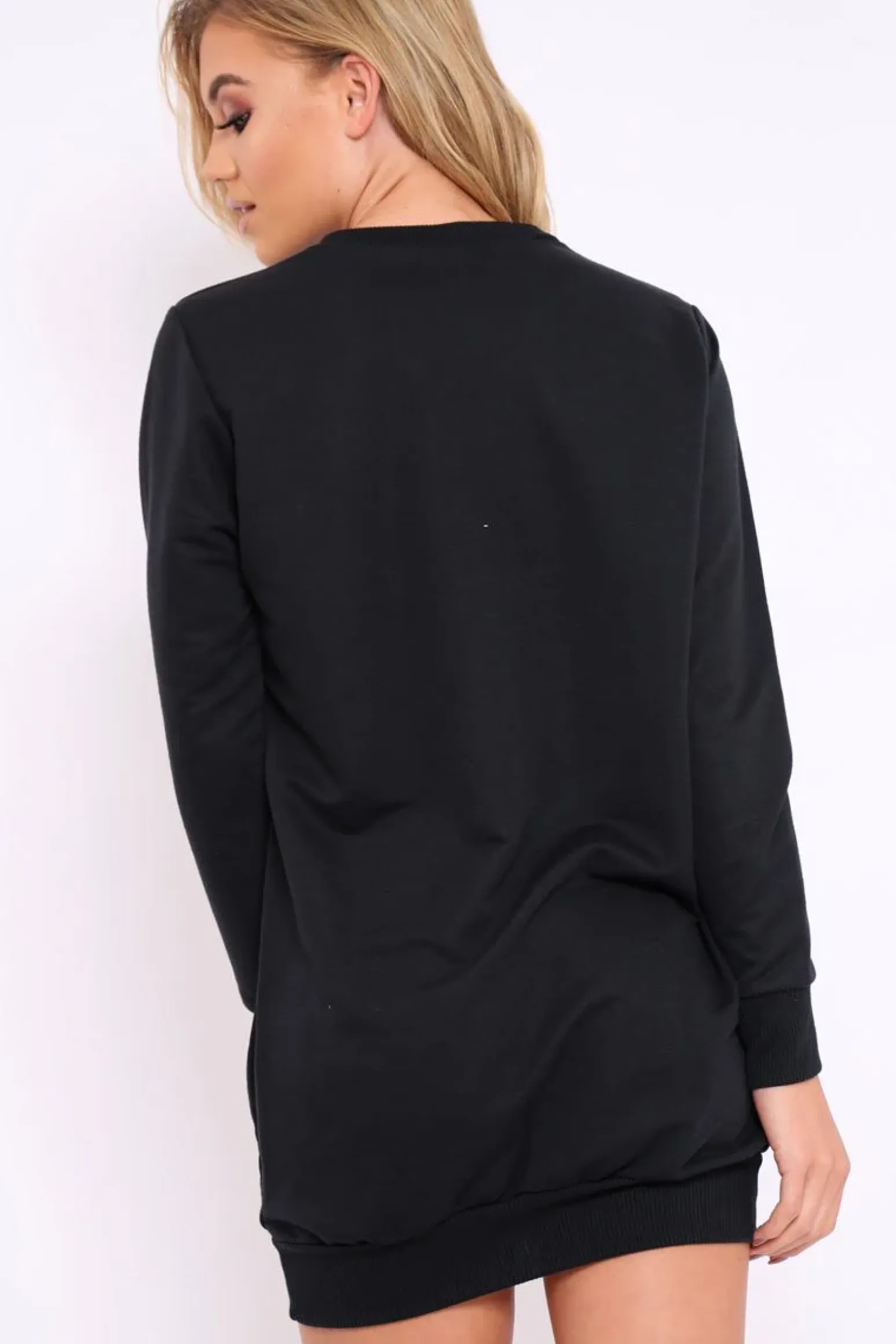 Rebellious Fashion Black Loved Sequin Diamond Jumper Dress - Mary