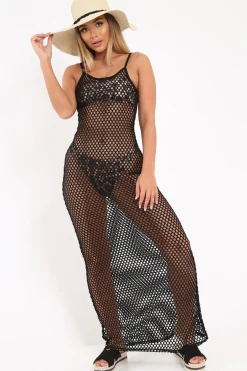Rebellious Fashion Black Mesh Maxi Dress - Jenesa
