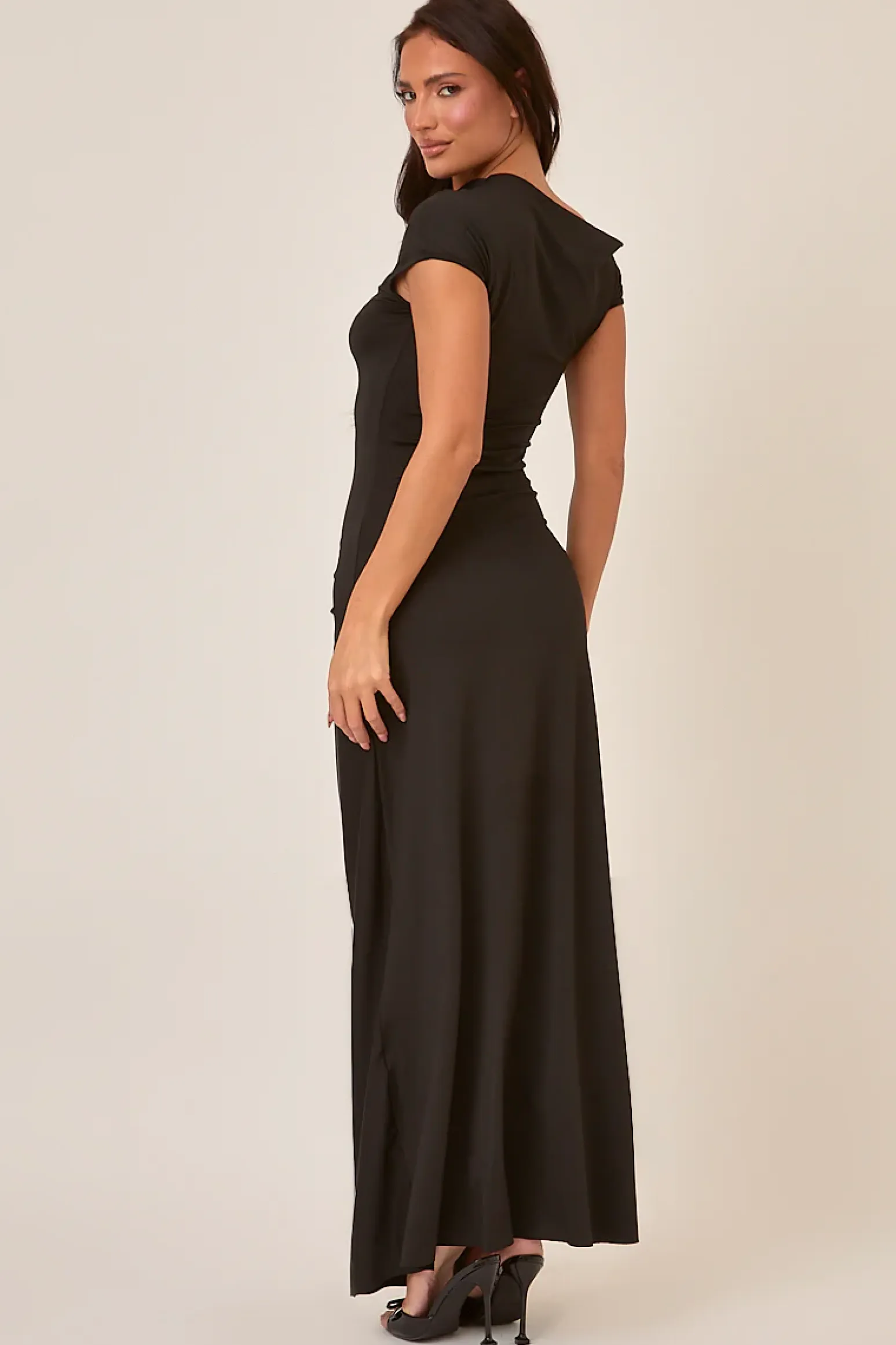 Rebellious Fashion Black Off Shoulder Maxi Dress - Petra