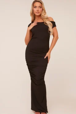 Rebellious Fashion Black One Shoulder Bodycon Maxi Dress - Nadine