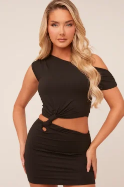 Rebellious Fashion Black One shoulder Cut Out Mini Dress - Merry