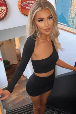 Rebellious Fashion Black One Sleeve Cut Out Mini Dress - Kyra