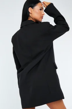 Rebellious Fashion Black Oversized Blazer Dress - Janell