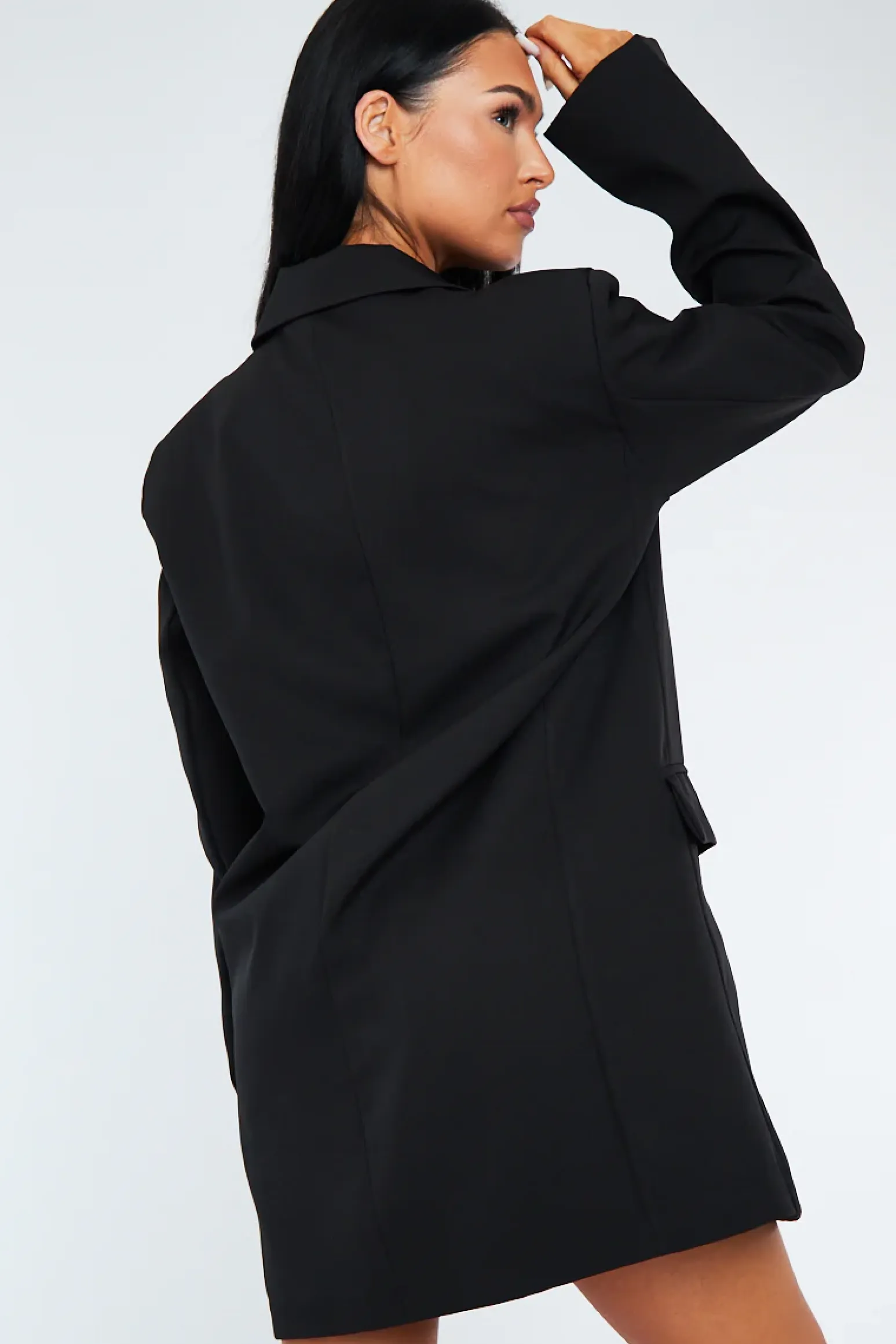 Rebellious Fashion Black Oversized Blazer Dress - Janell