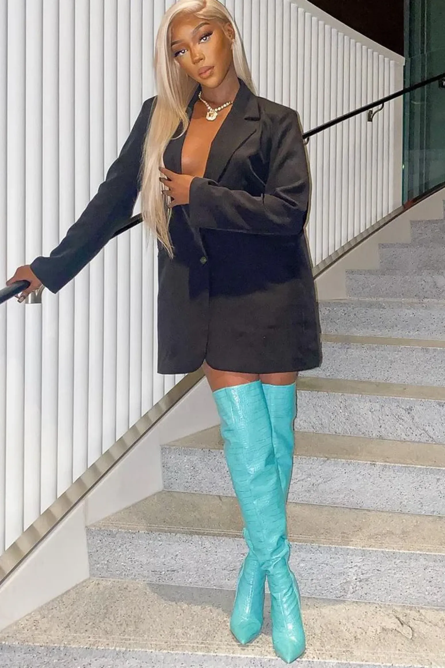Rebellious Fashion Black Oversized Blazer Dress - Janell