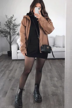 Rebellious Fashion Black Oversized Hoodie Dress - Eimy