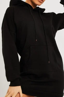 Rebellious Fashion Black Oversized Hoodie Dress - Eimy