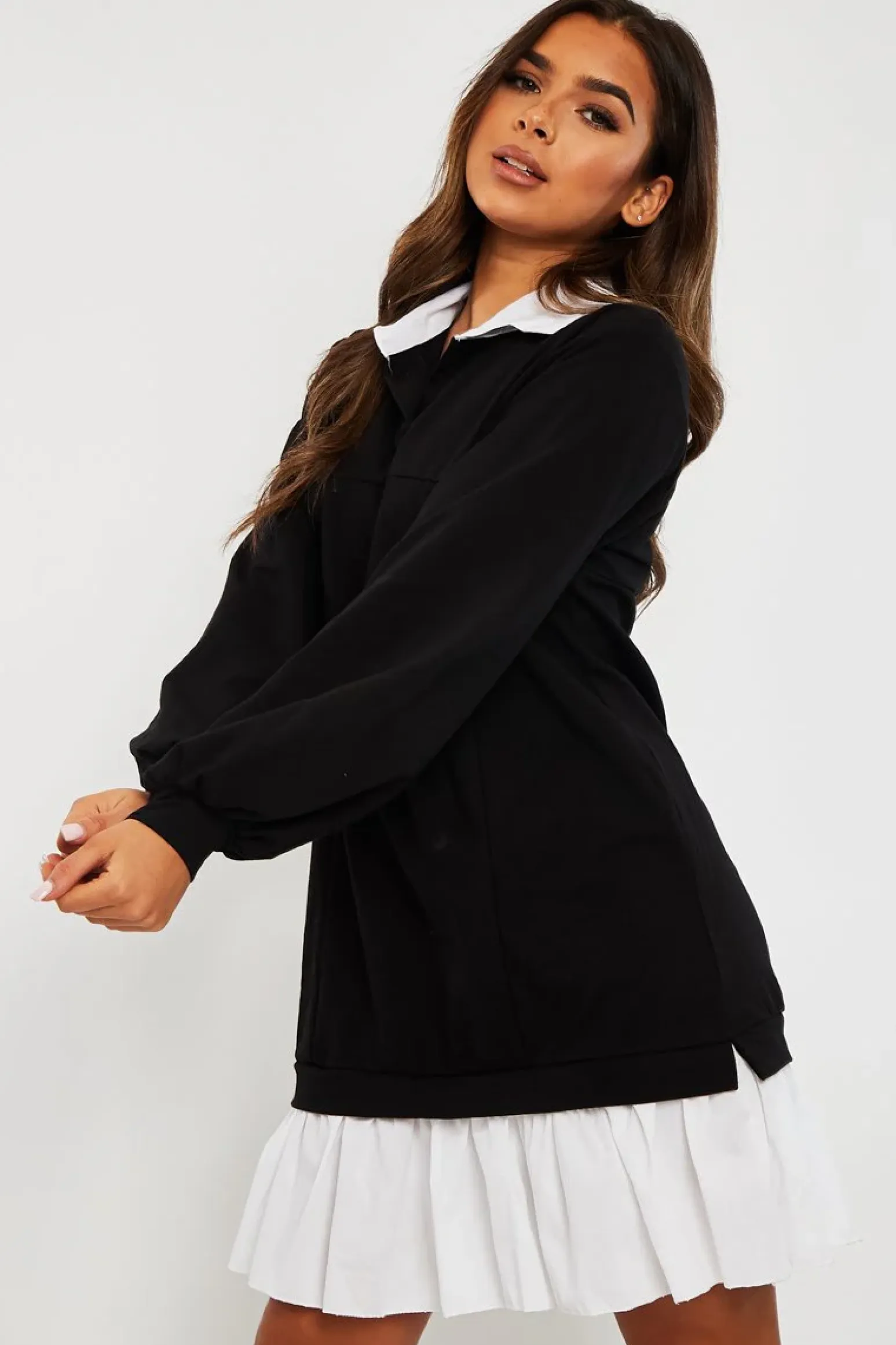 Rebellious Fashion Black Oversized Jumper Shirt Dress - Islah