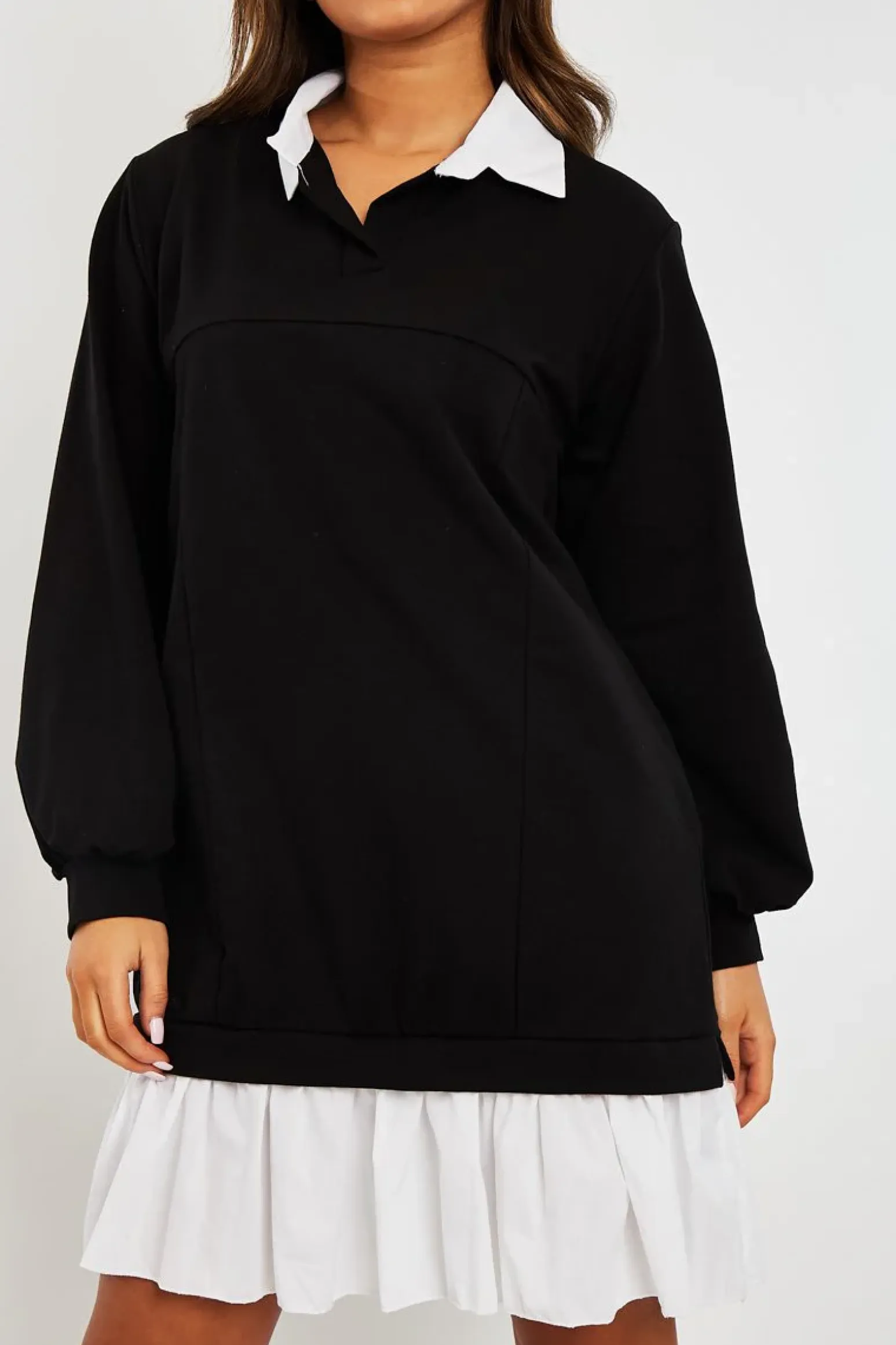 Rebellious Fashion Black Oversized Jumper Shirt Dress - Islah