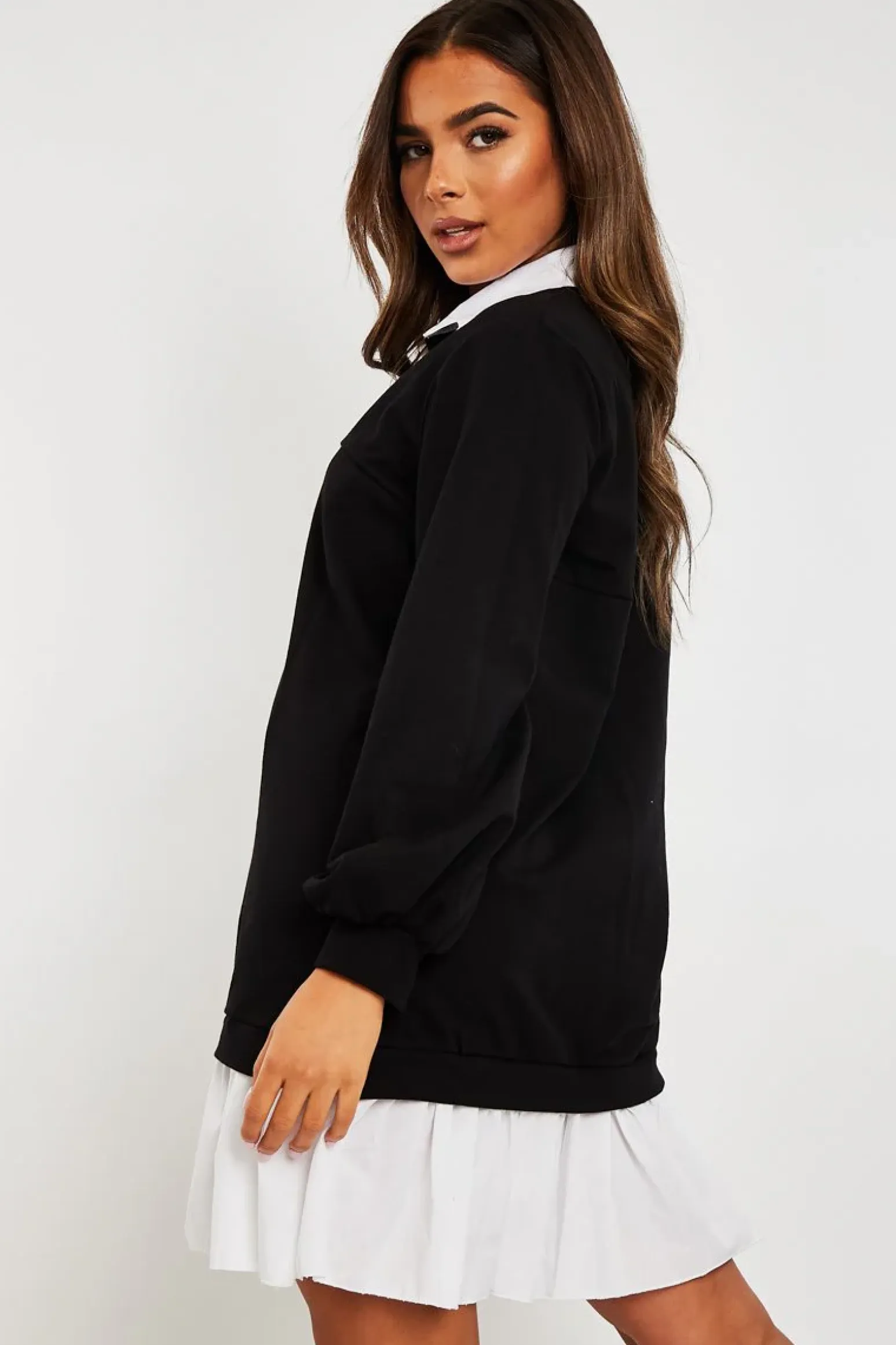 Rebellious Fashion Black Oversized Jumper Shirt Dress - Islah