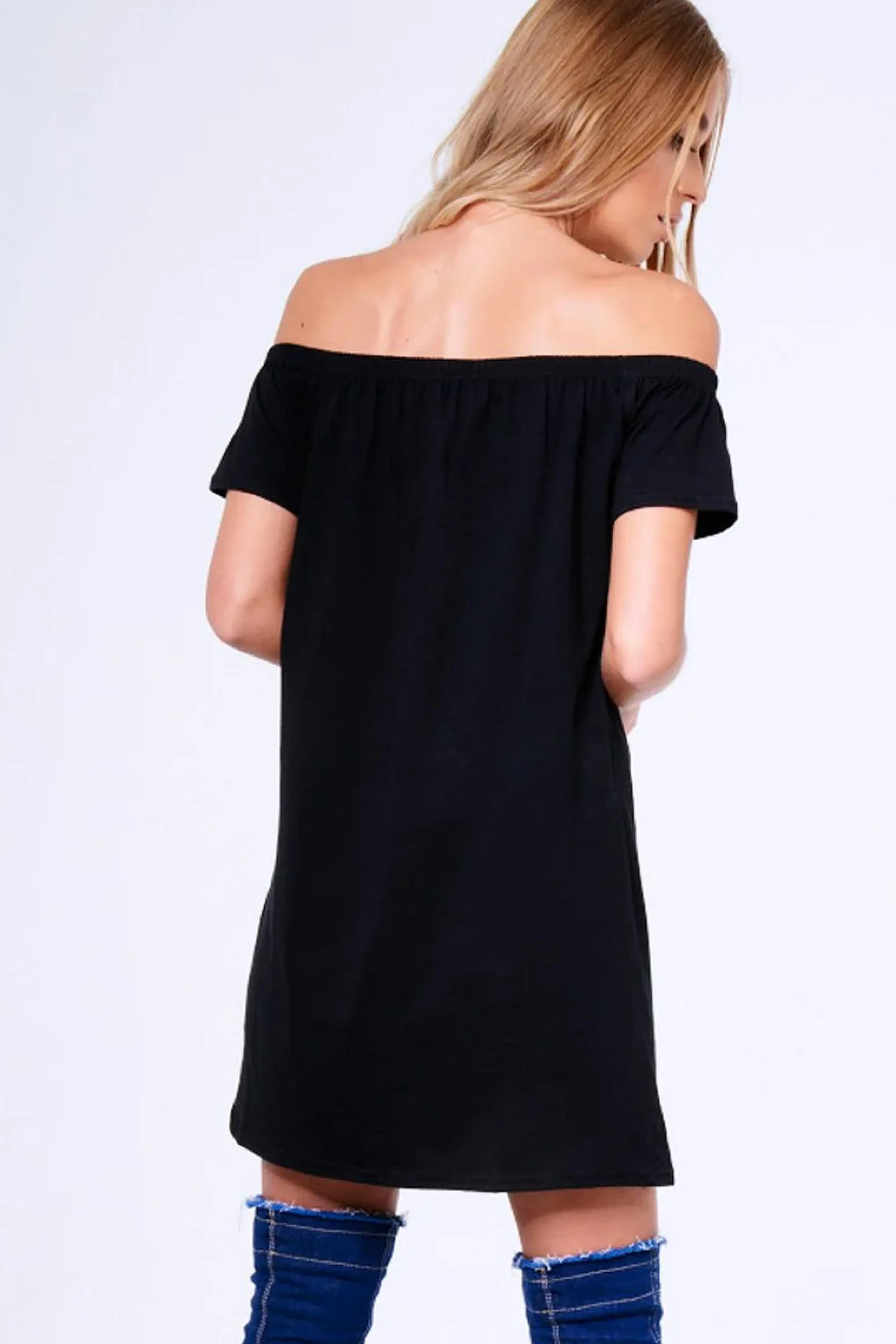 Rebellious Fashion Black 'Party Girl' Graphic Print Bardot T-Shirt Dress - Lula