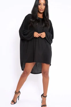 Rebellious Fashion Black Pearl Detail Jumper Dress - Ammi