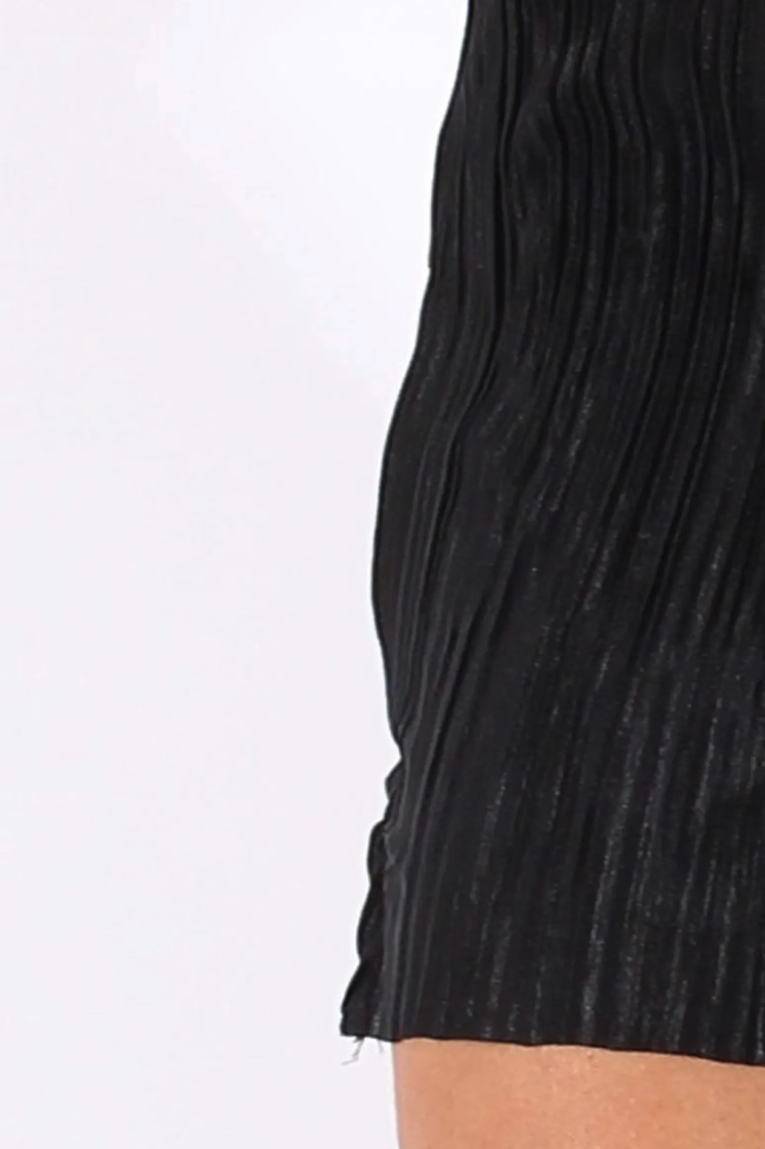 Rebellious Fashion Black Pleated Bodycon Midi Dress - Mistie
