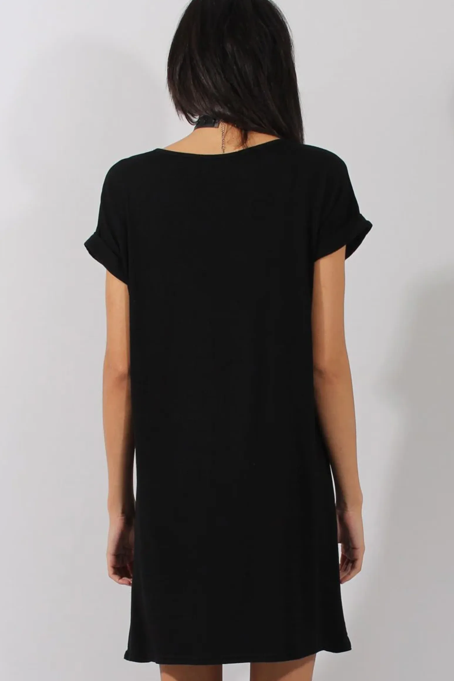 Rebellious Fashion Black Rebel Slogan Print T-Shirt Dress - Juan