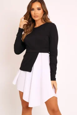 Rebellious Fashion Black Ribbed Jumper Shirt Dress - Vita