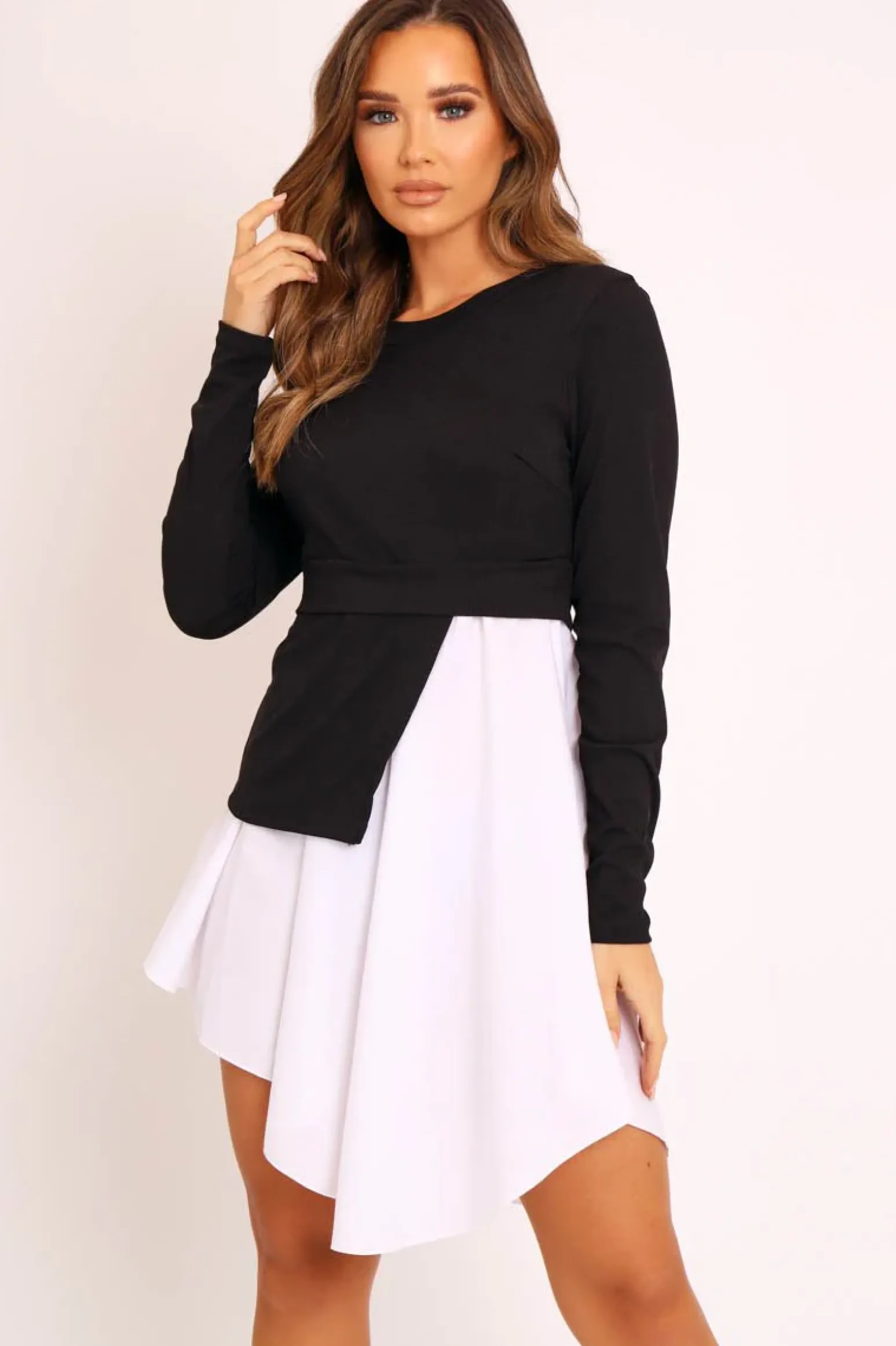 Rebellious Fashion Black Ribbed Jumper Shirt Dress - Vita