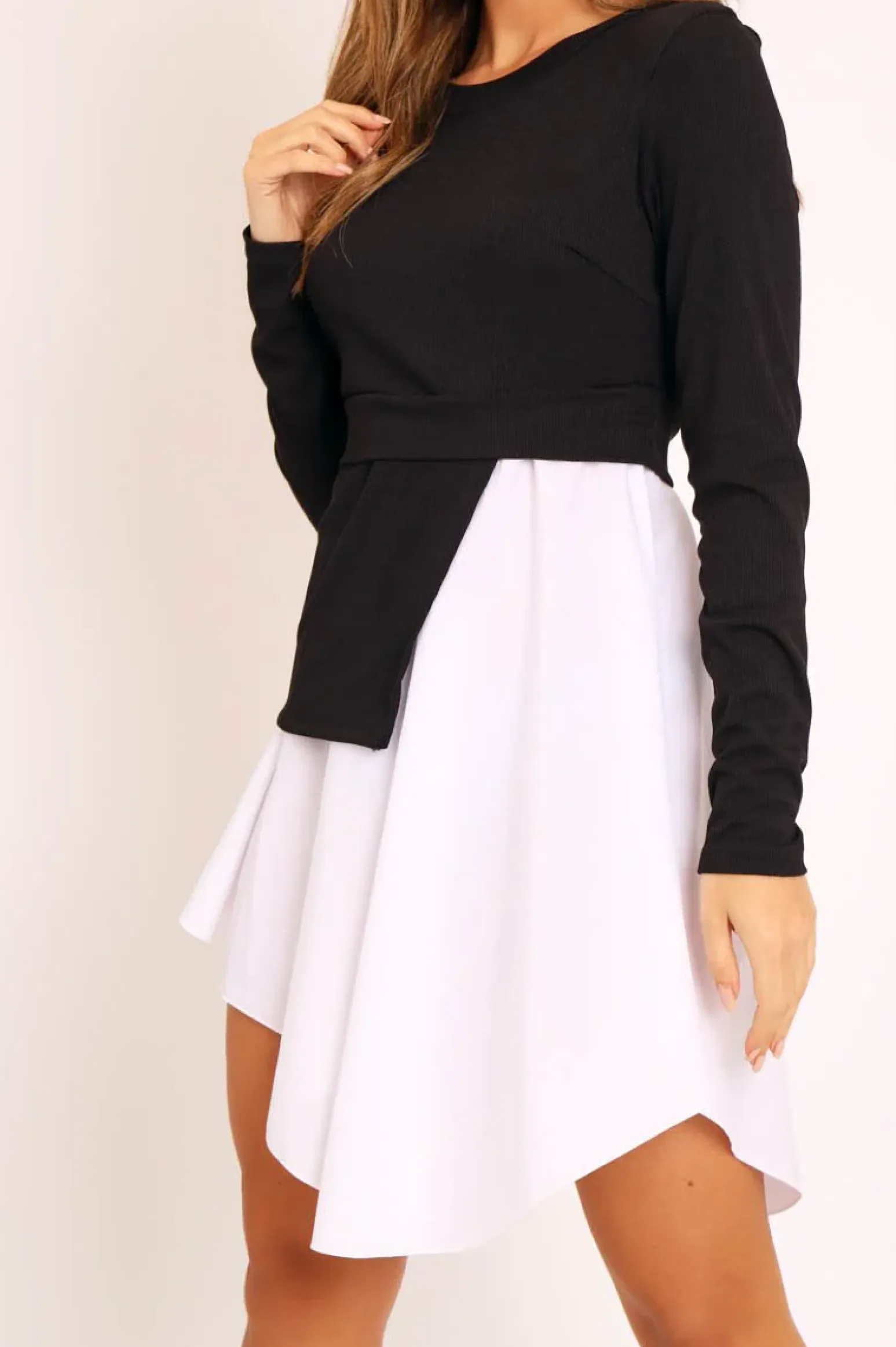 Rebellious Fashion Black Ribbed Jumper Shirt Dress - Vita