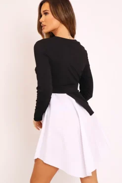 Rebellious Fashion Black Ribbed Jumper Shirt Dress - Vita