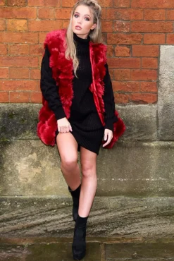 Rebellious Fashion Black Roll Neck Cable Knit Jumper Dress - Dawn