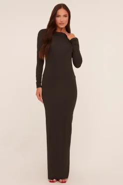 Rebellious Fashion Black Ruched Backless Maxi Dress - Rowan
