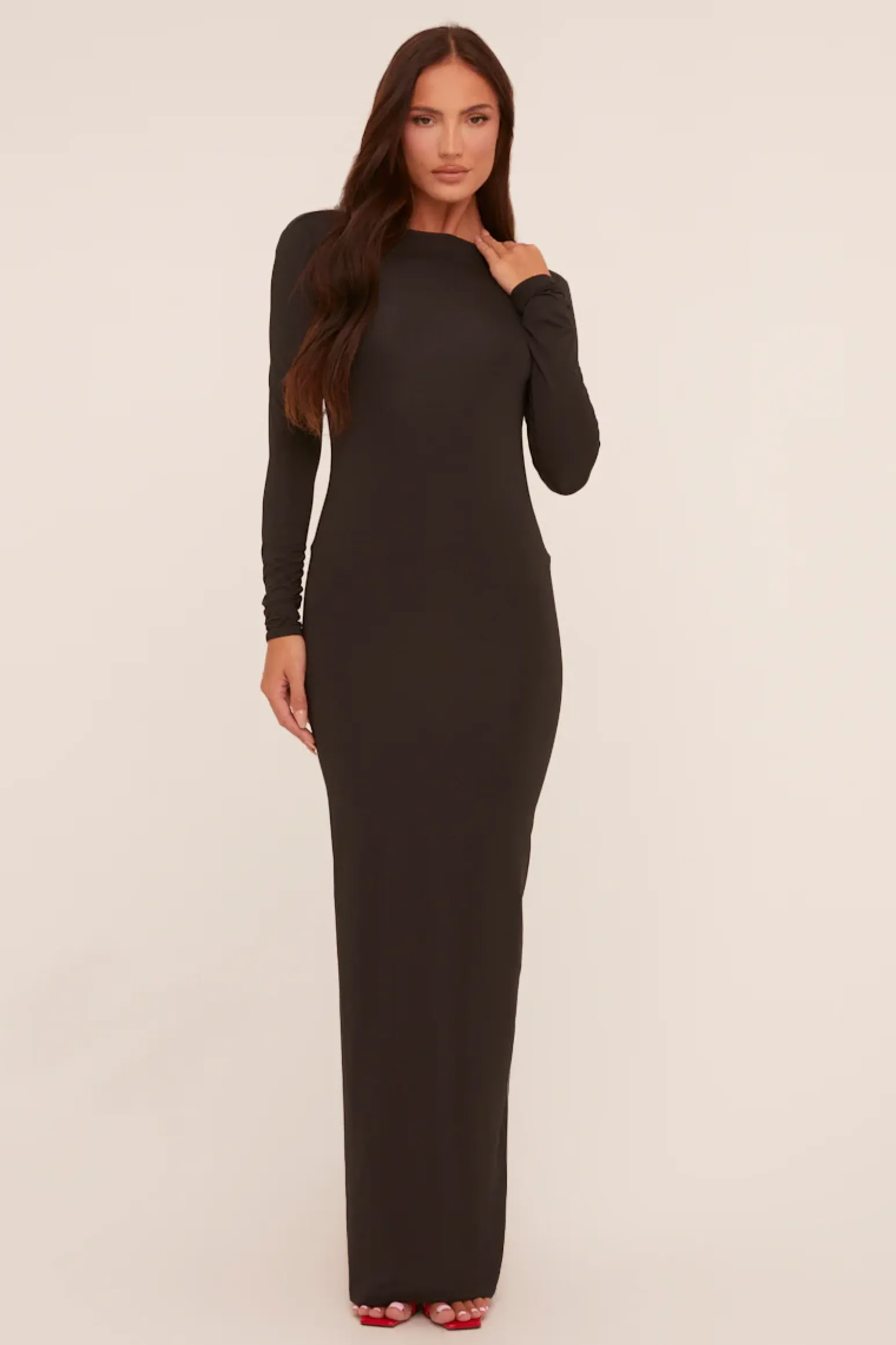 Rebellious Fashion Black Ruched Backless Maxi Dress - Rowan