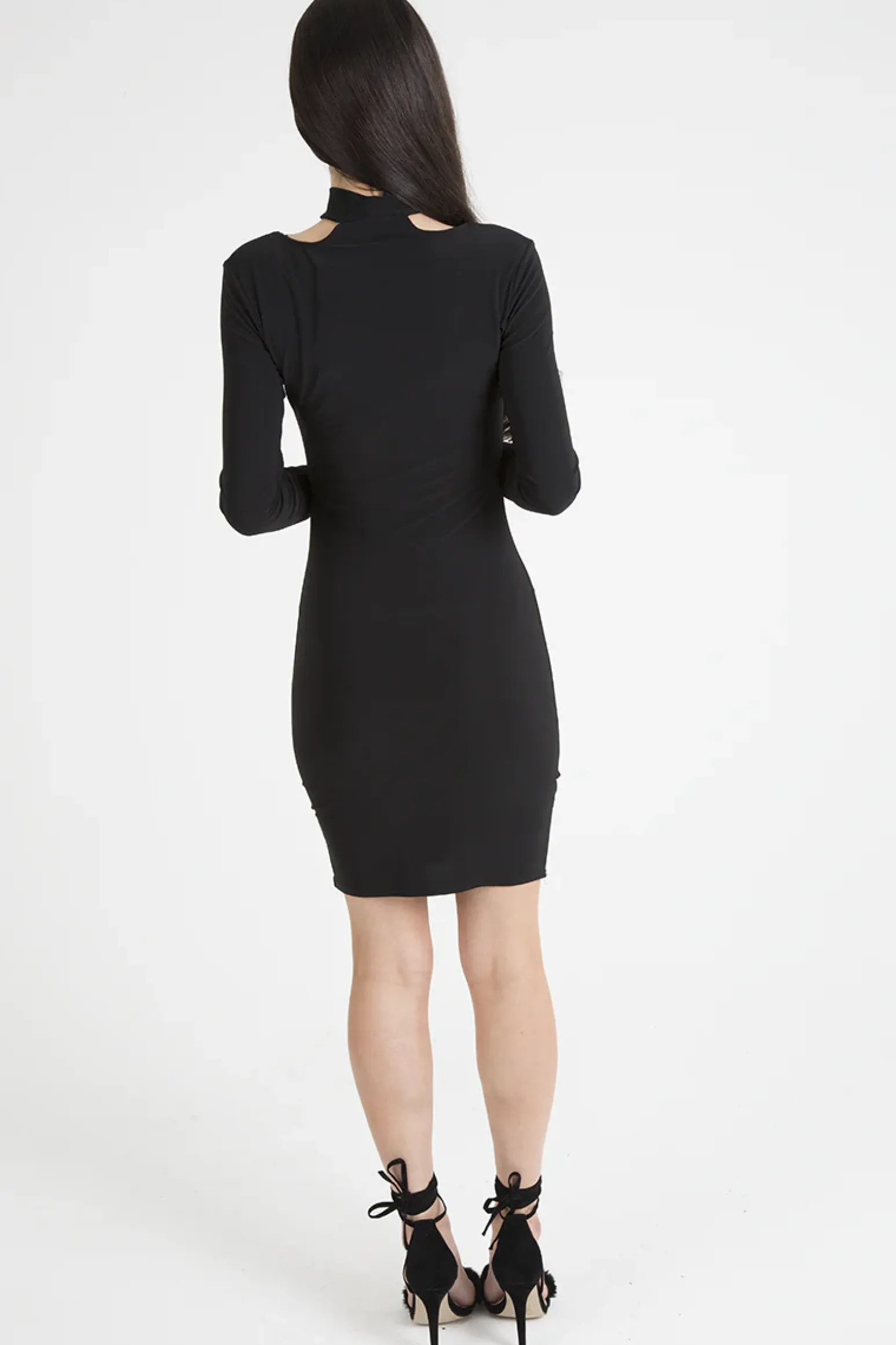 Rebellious Fashion Black Ruched Choker Bodycon Dress - Primrose