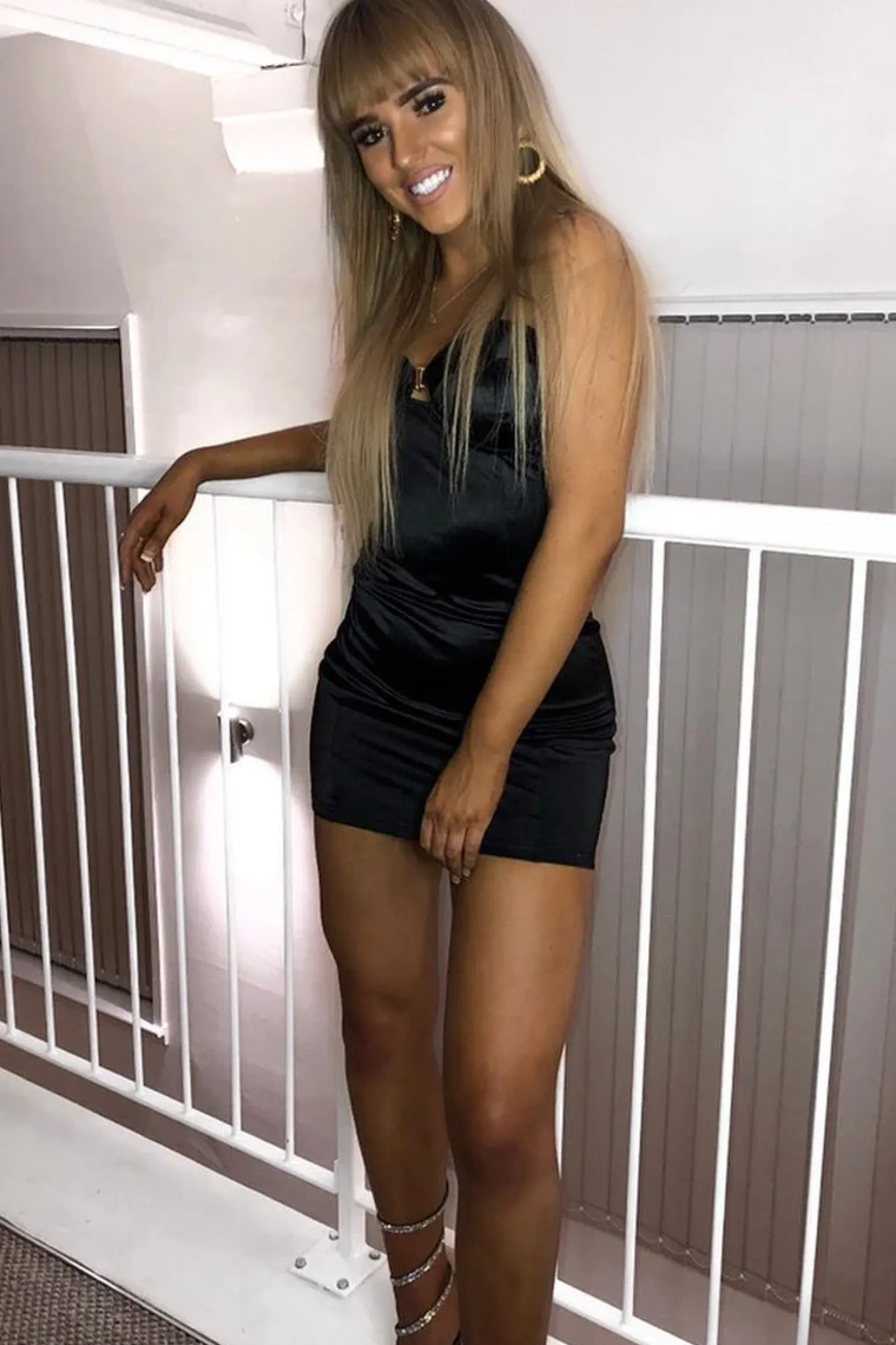 Rebellious Fashion Black Satin Clasp Front Cup Mini Dress - Teana