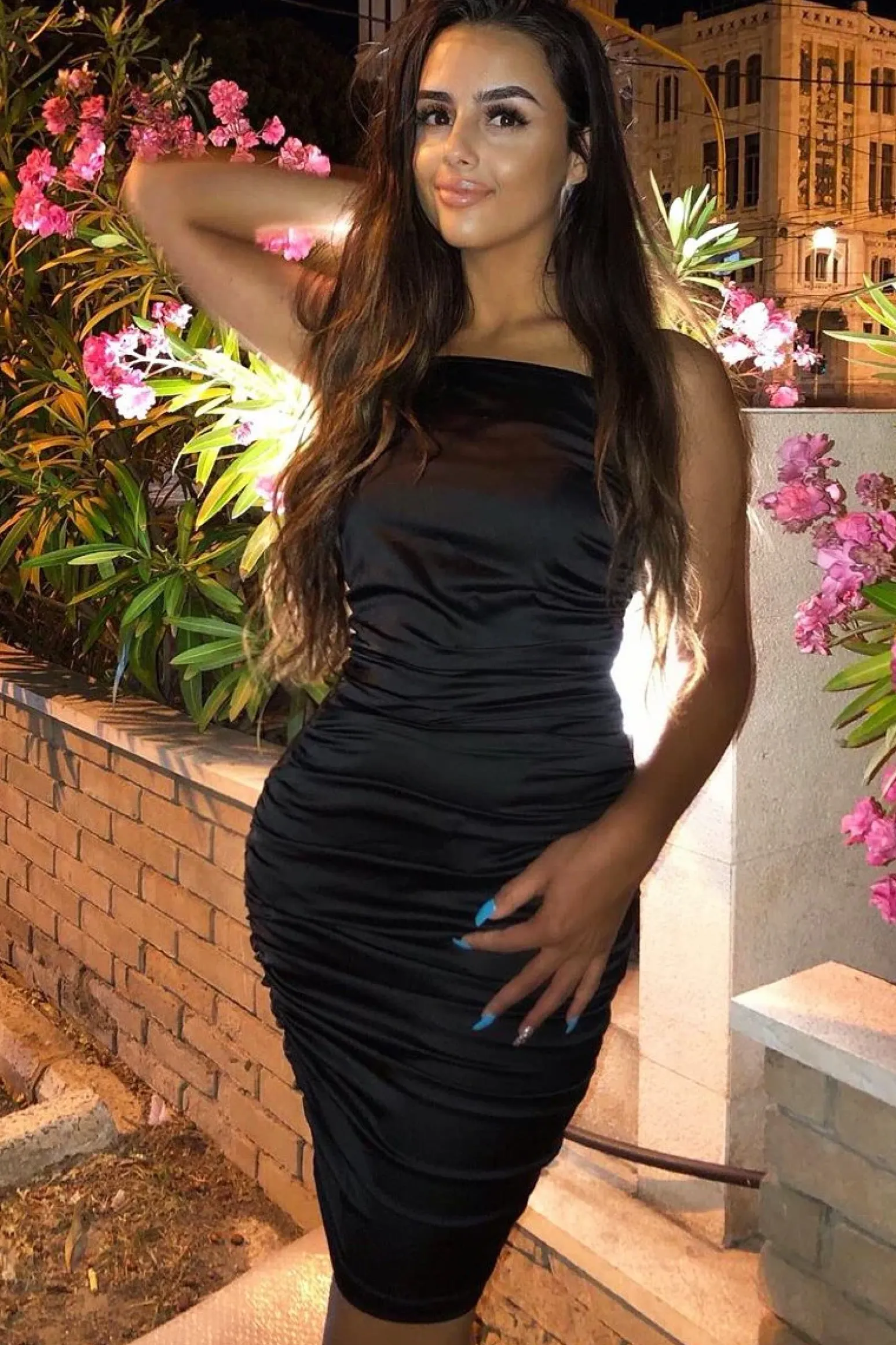 Rebellious Fashion Black Satin Strappy Cross Back Ruched Dress - Catarina
