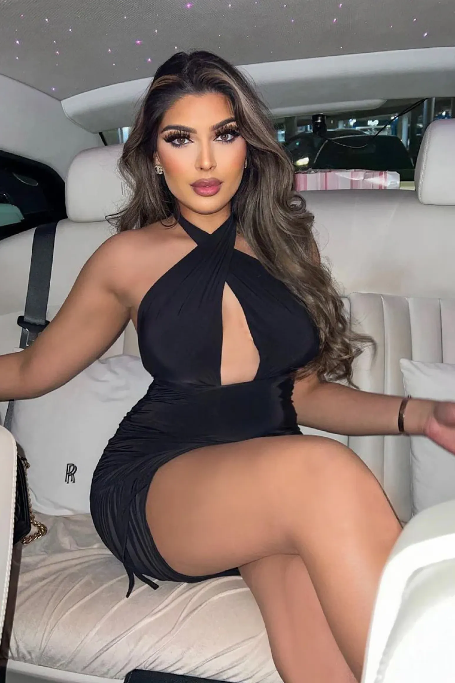 Rebellious Fashion Black Slinky Ruched Halter Neck Mini Dress - Raylinn