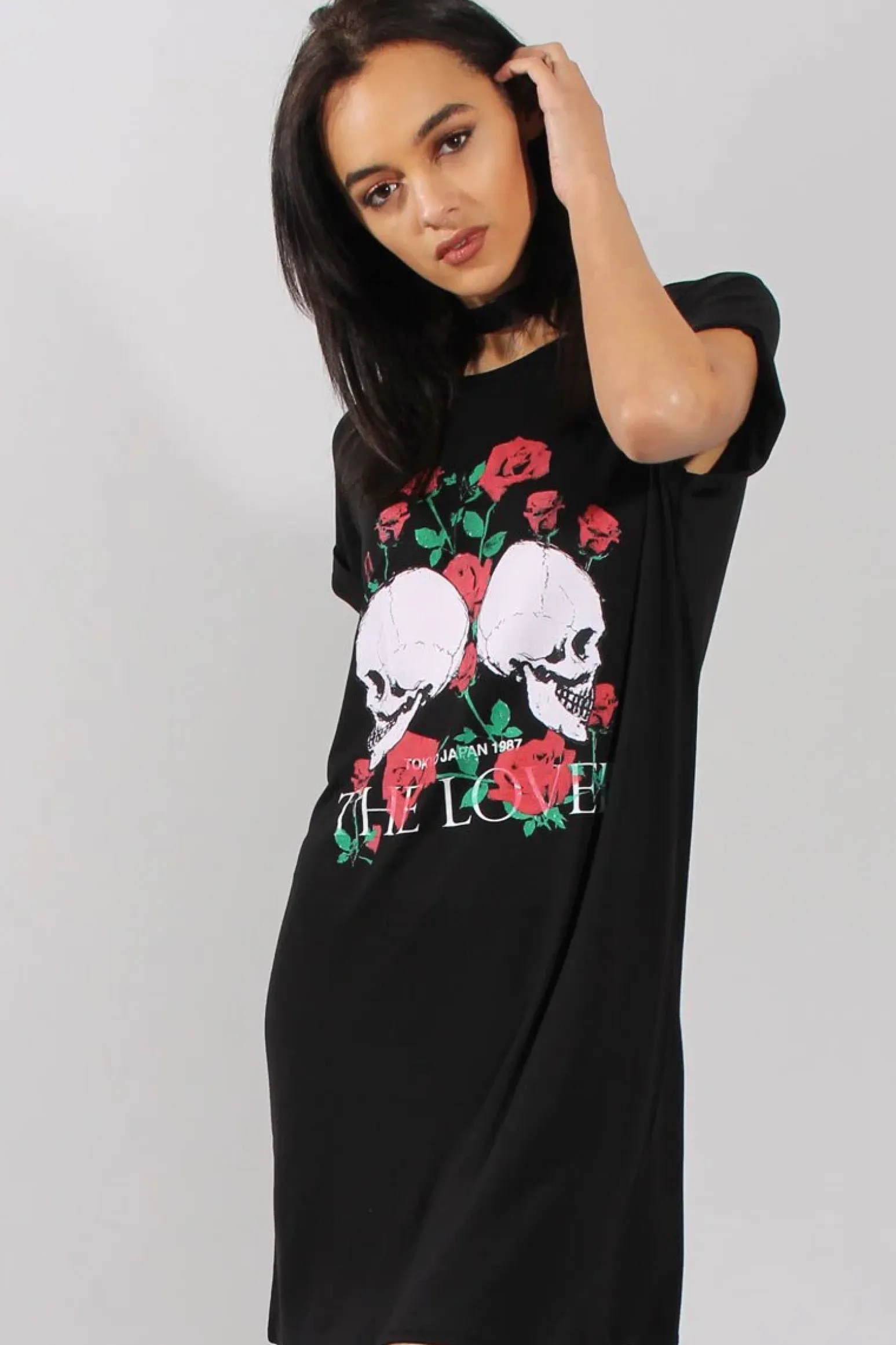 Rebellious Fashion Black Slogan Print Tshirt Dress - Avril