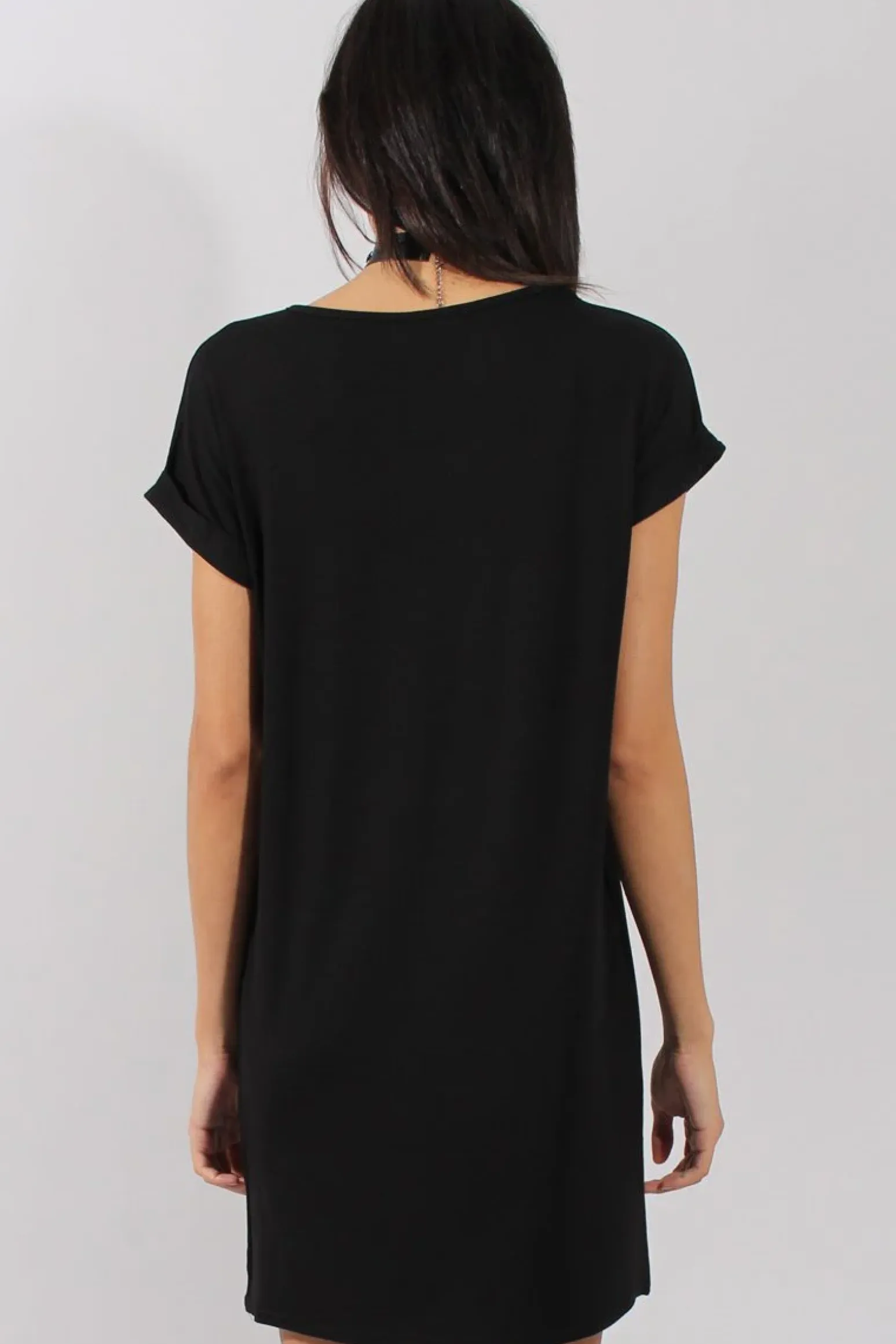 Rebellious Fashion Black Slogan Print Tshirt Dress - Avril