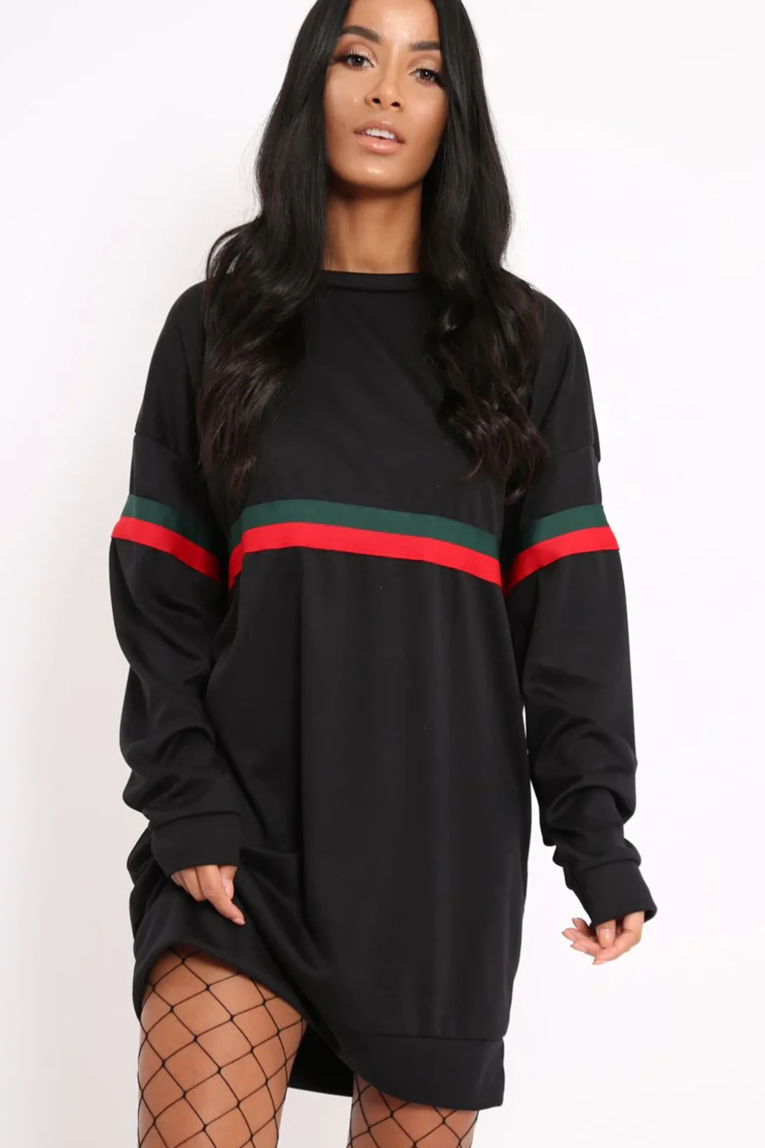 Rebellious Fashion Black Stripe Jumper Dress - Finley