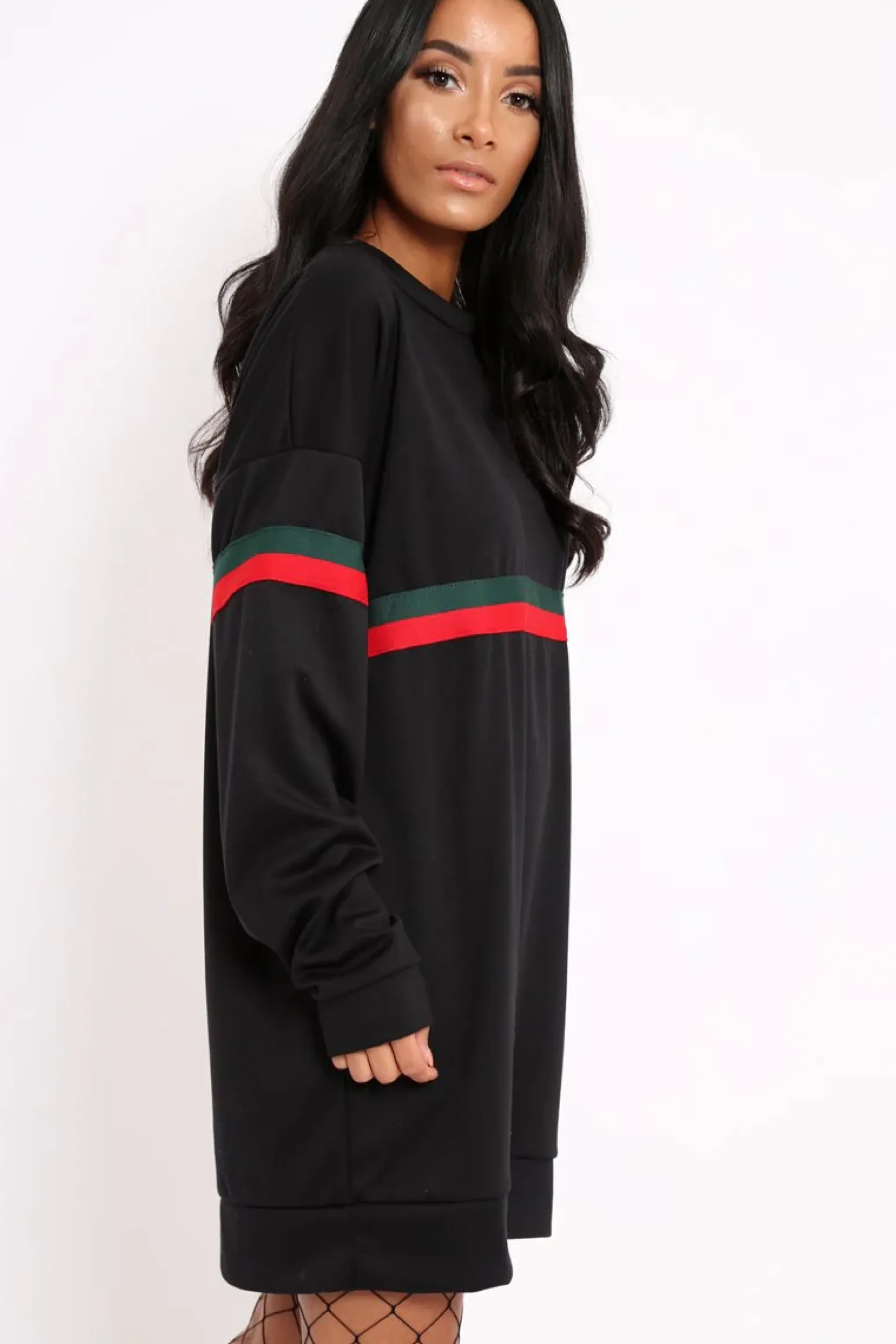 Rebellious Fashion Black Stripe Jumper Dress - Finley