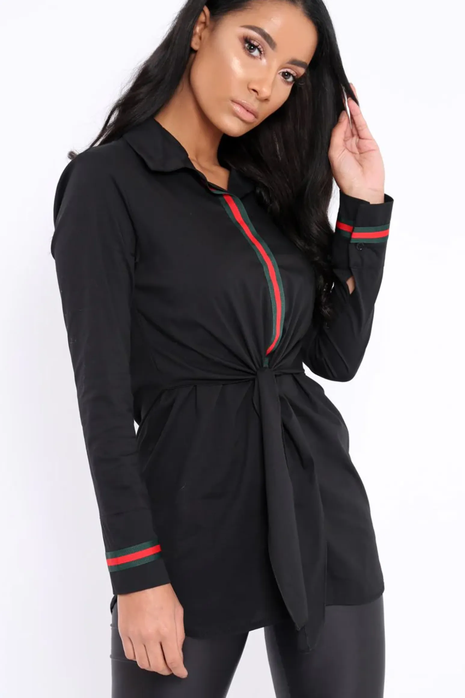 Rebellious Fashion Black Stripe Shirt Dress - Idella
