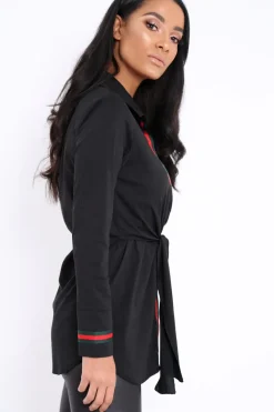 Rebellious Fashion Black Stripe Shirt Dress - Idella