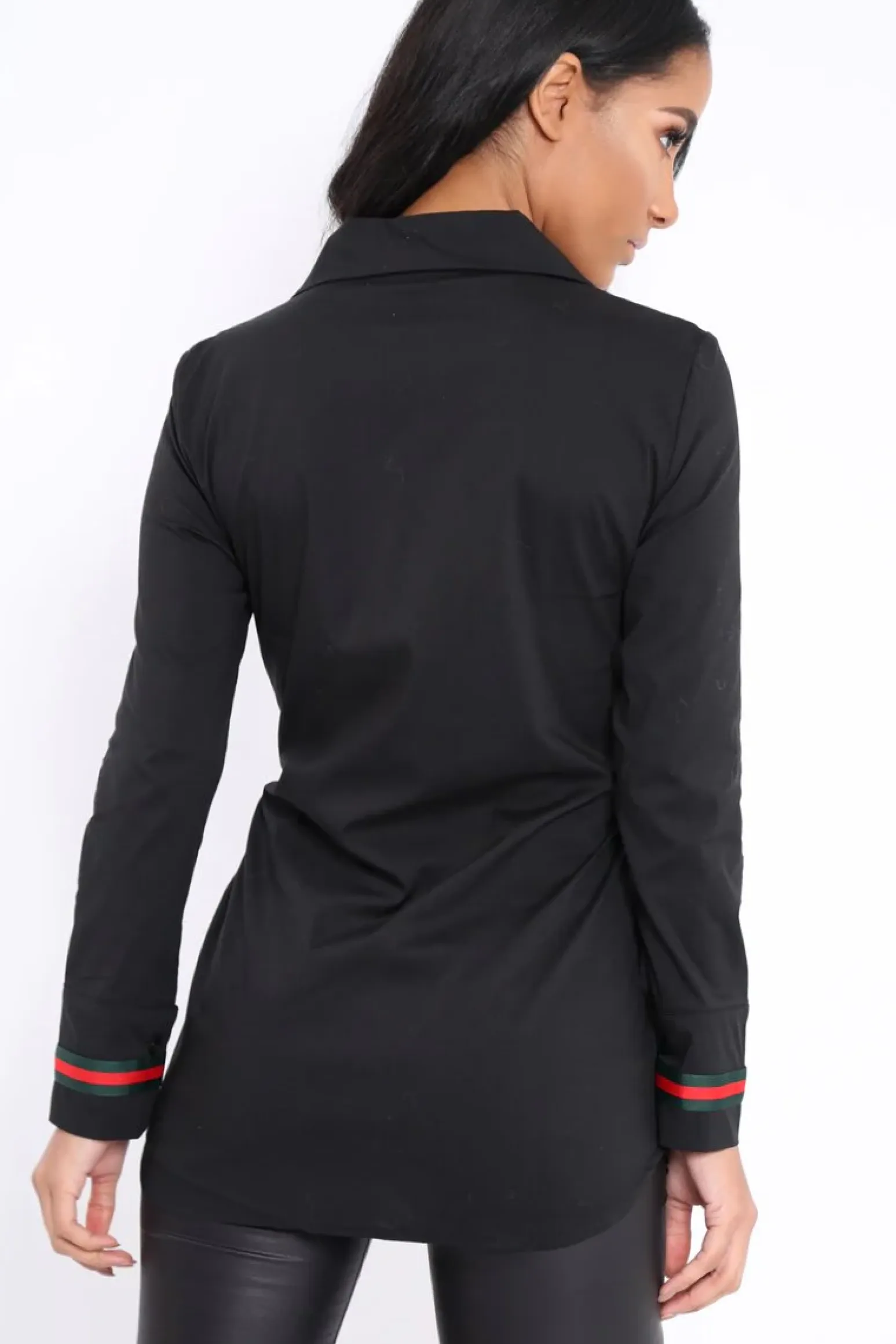 Rebellious Fashion Black Stripe Shirt Dress - Idella