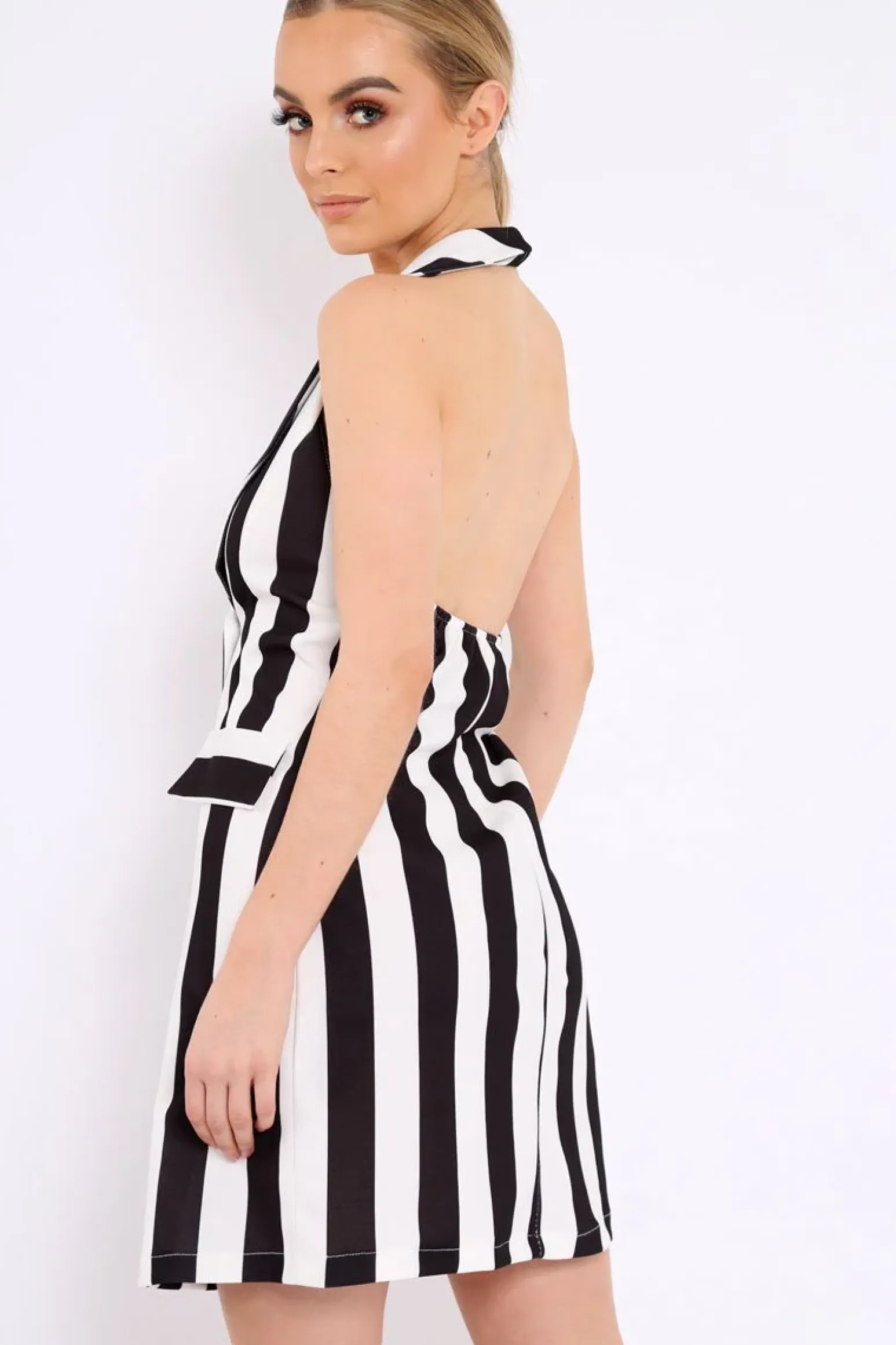 Rebellious Fashion Black Stripe Sleeveless Dress - Cing