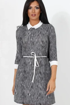 Rebellious Fashion Black Tie Front Skater Dress-Sloan