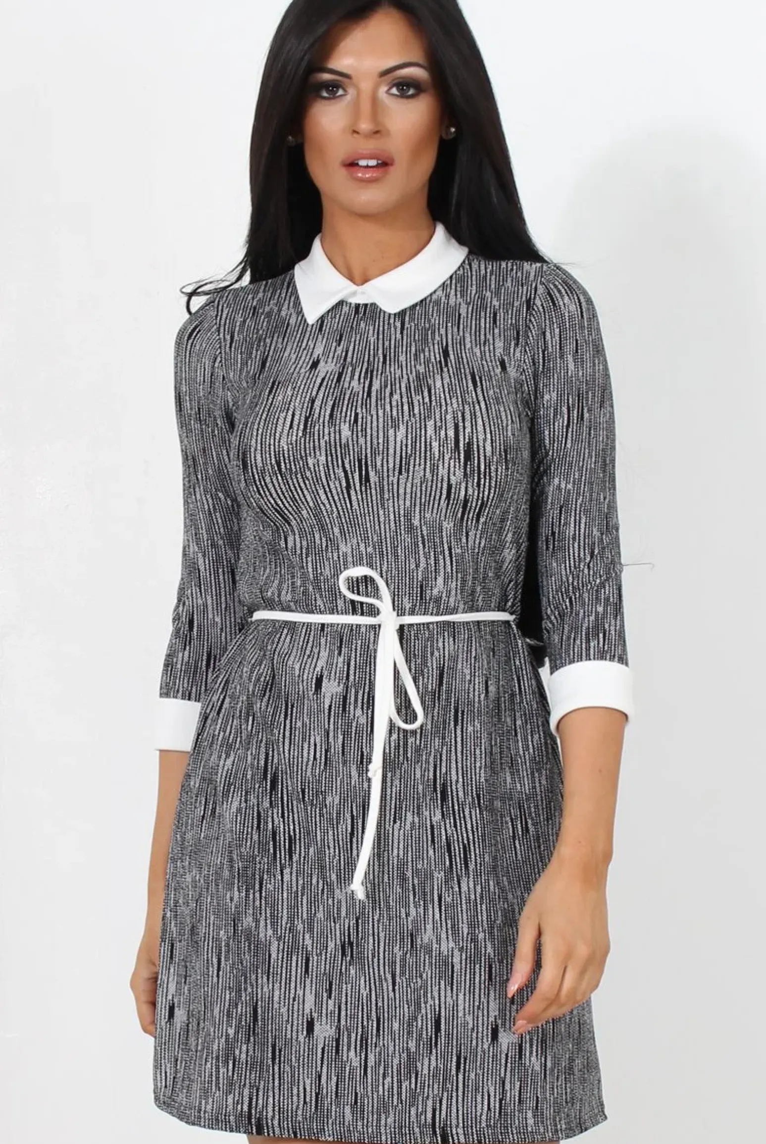 Rebellious Fashion Black Tie Front Skater Dress-Sloan