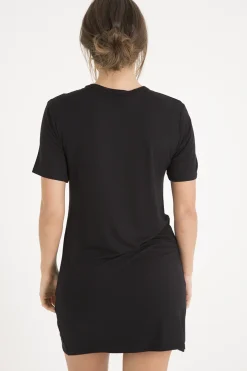 Rebellious Fashion Black Tiger Lace Up T-Shirt Dress - Autumn