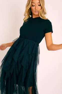 Rebellious Fashion Black Top Black Tulle Skirt Dress - Pola