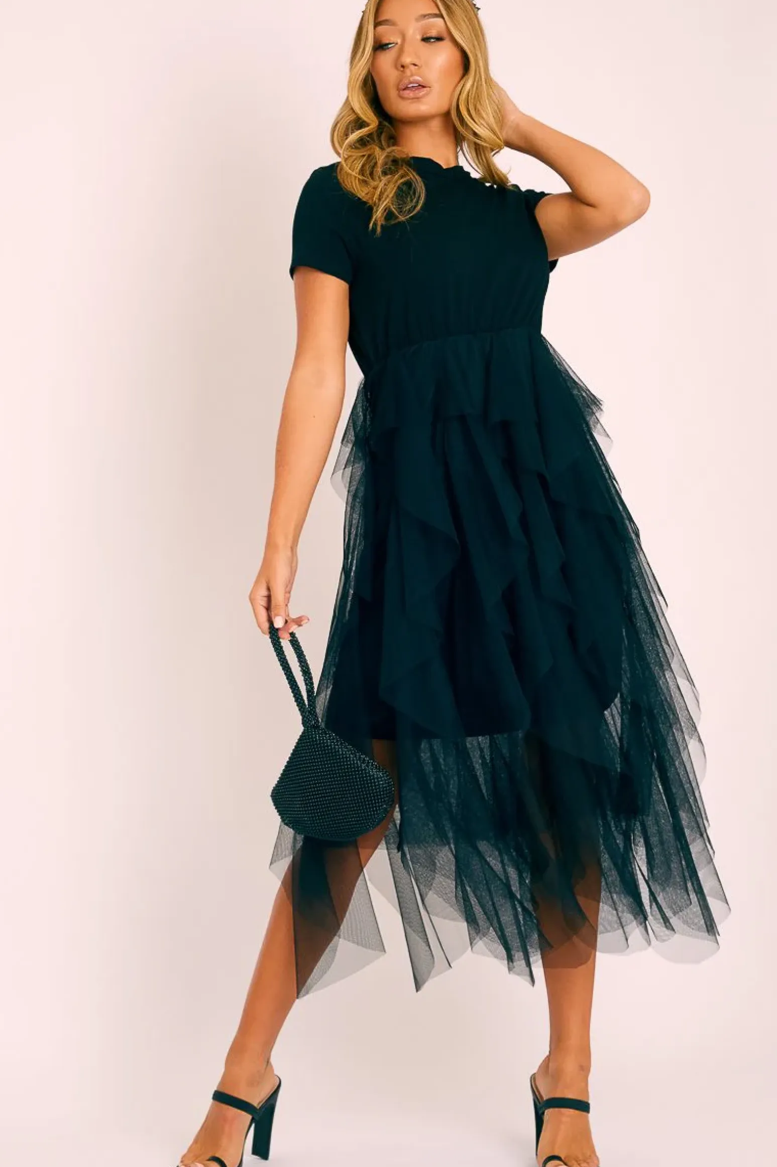Rebellious Fashion Black Top Black Tulle Skirt Dress - Pola