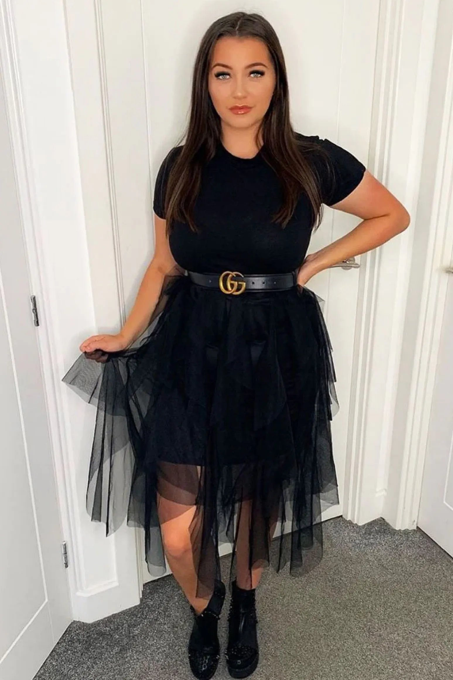 Rebellious Fashion Black Top Black Tulle Skirt Dress - Pola