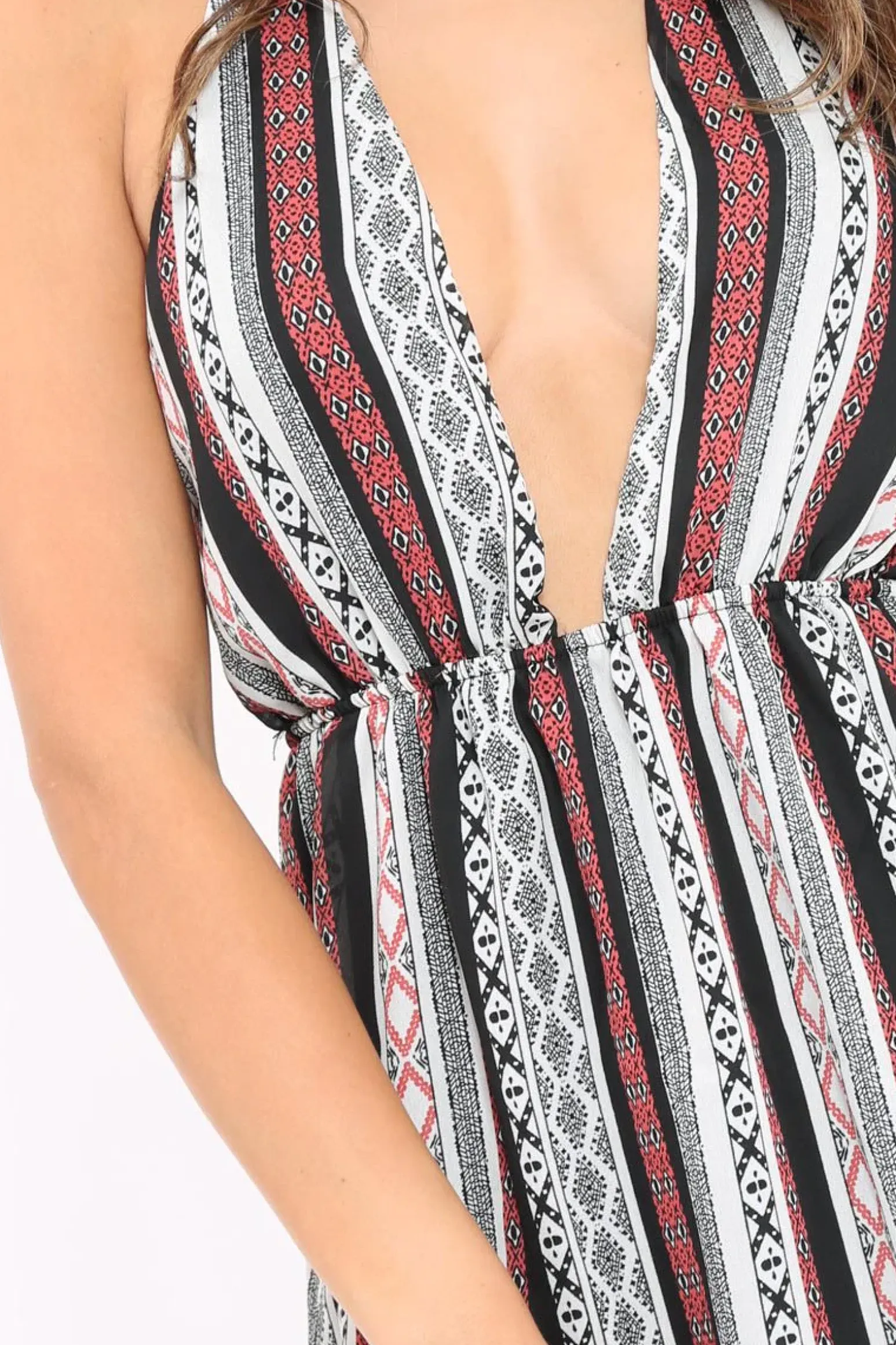 Rebellious Fashion Black Tribal Print Halter Neck Mini Dress - Avianna
