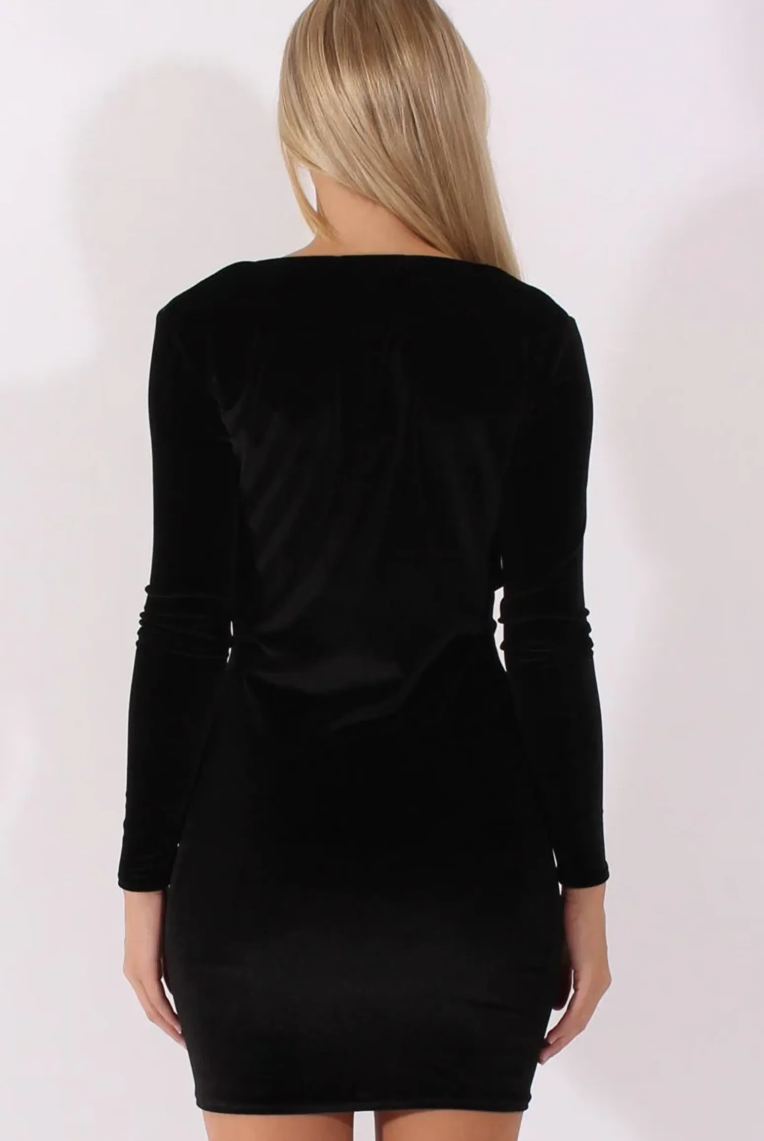 Rebellious Fashion Black Velvet Long Sleeve Cowl Neck Dress - Asteroid
