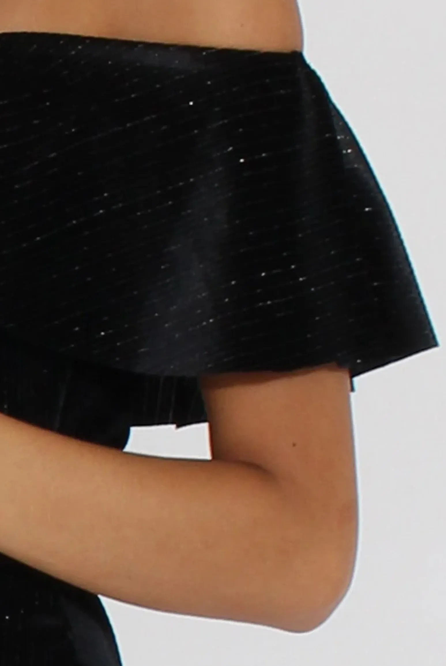Rebellious Fashion Black Velvet Lurex Stripe Bardot Frill Layer Dress - Carmel