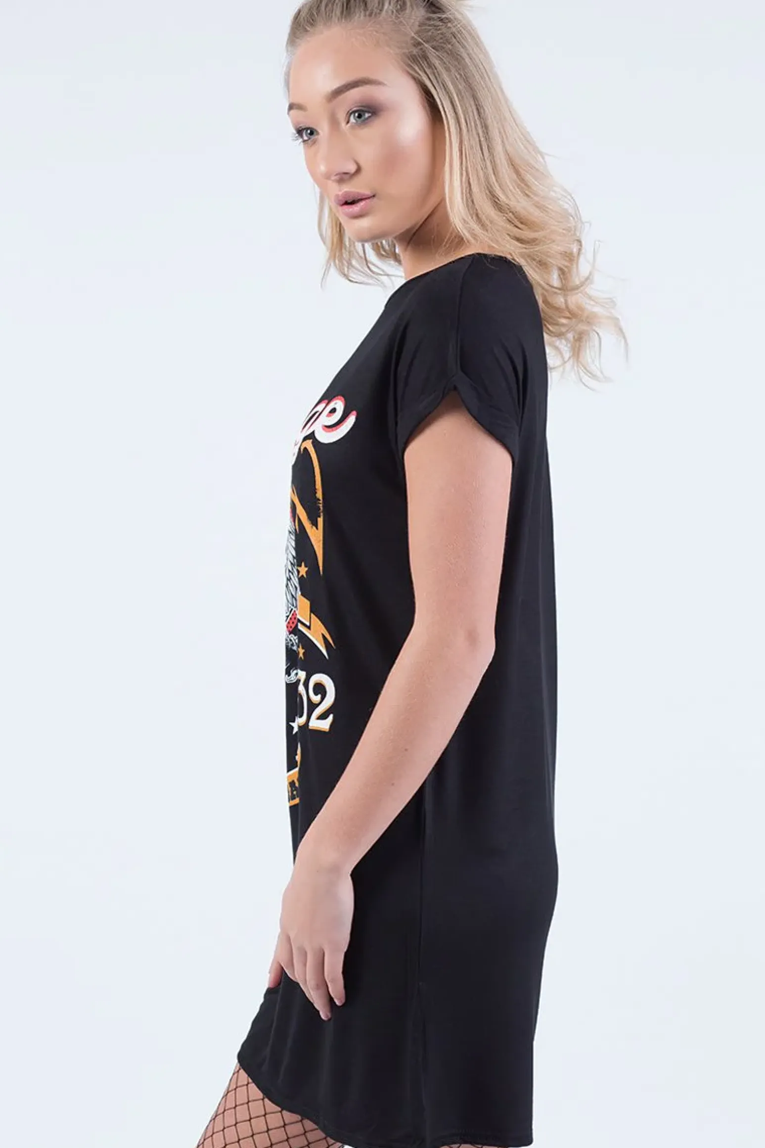 Rebellious Fashion Black Vintage Eagle T-Shirt Dress - Eloise