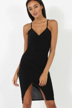 Rebellious Fashion Black Wrap Around Dress - Kesha
