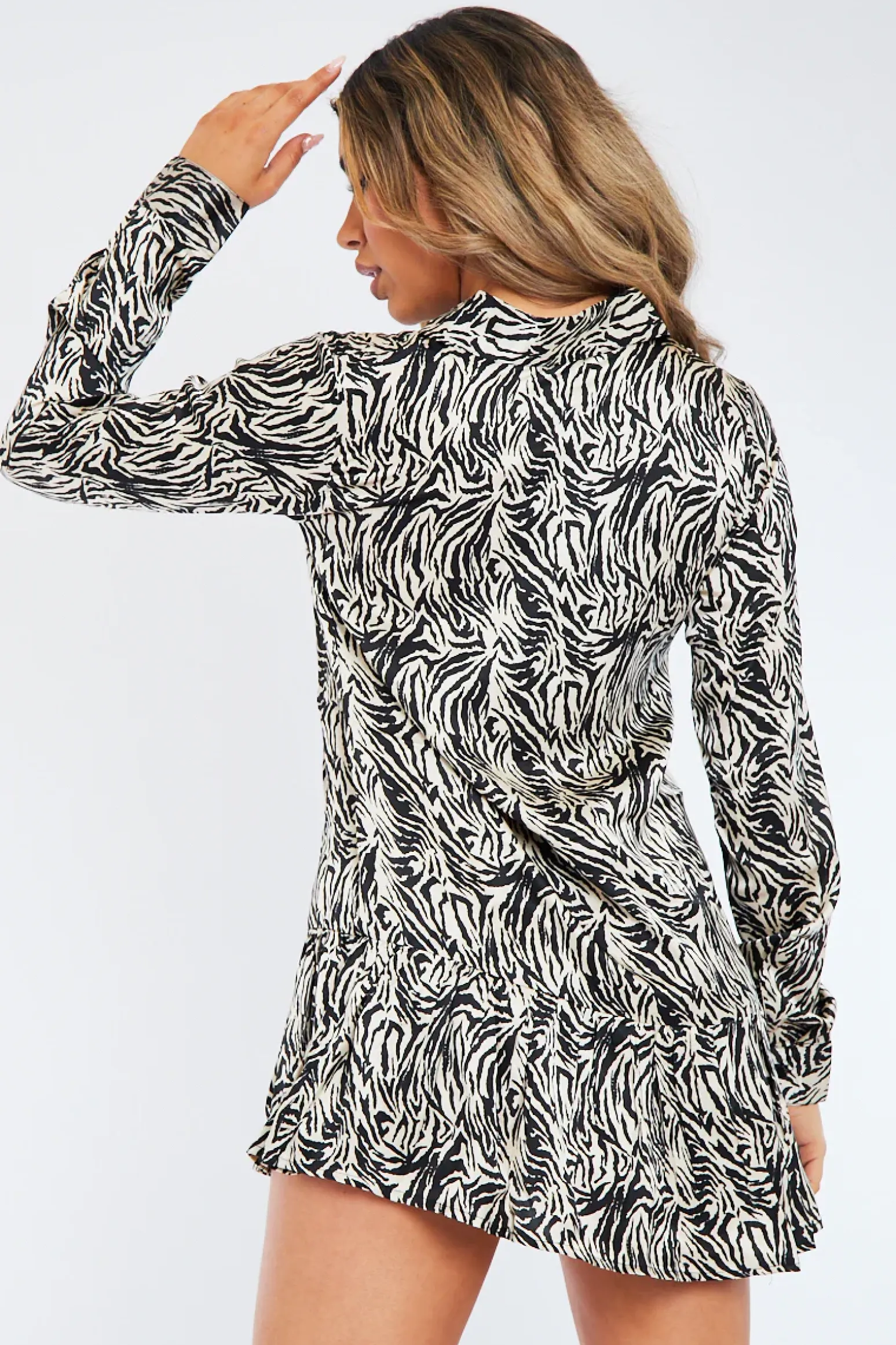 Rebellious Fashion Black Zebra Print Satin Button Up Shirt Dress - Zoey